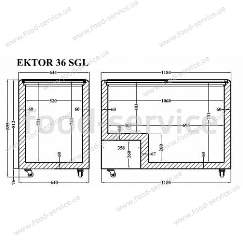 Скриня з прямим склом CRYSTAL ЭКТОР 36 SGL